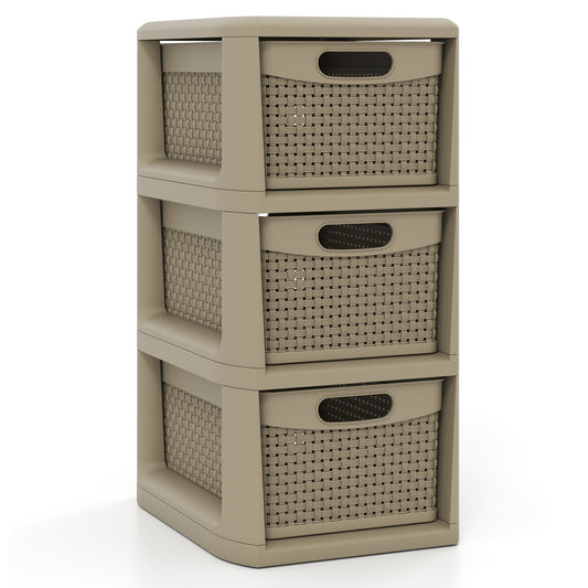 3-Drawer Storage Organizer with Wicker Patterns