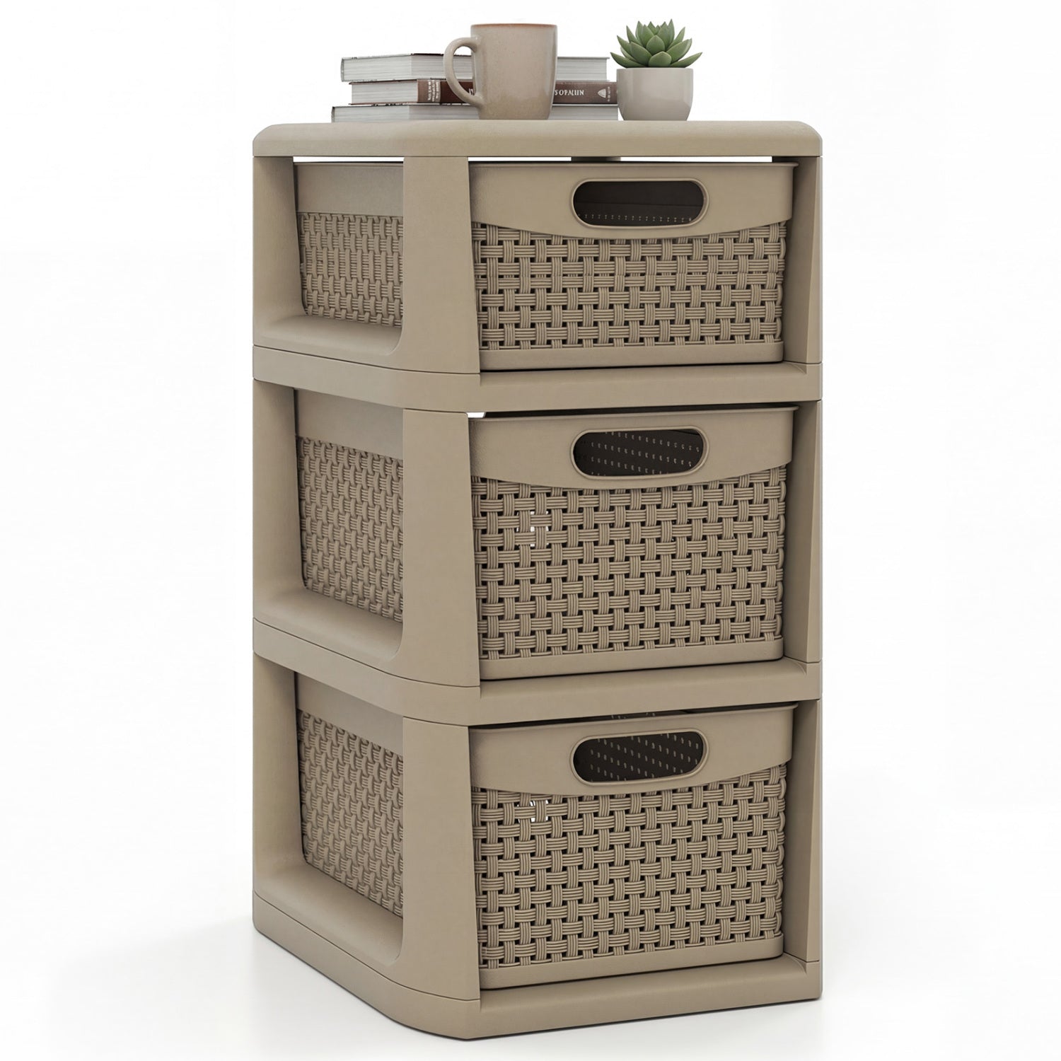 3-Drawer Storage Organizer with Wicker Patterns