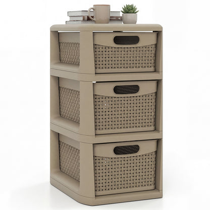 3-Drawer Storage Organizer with Wicker Patterns