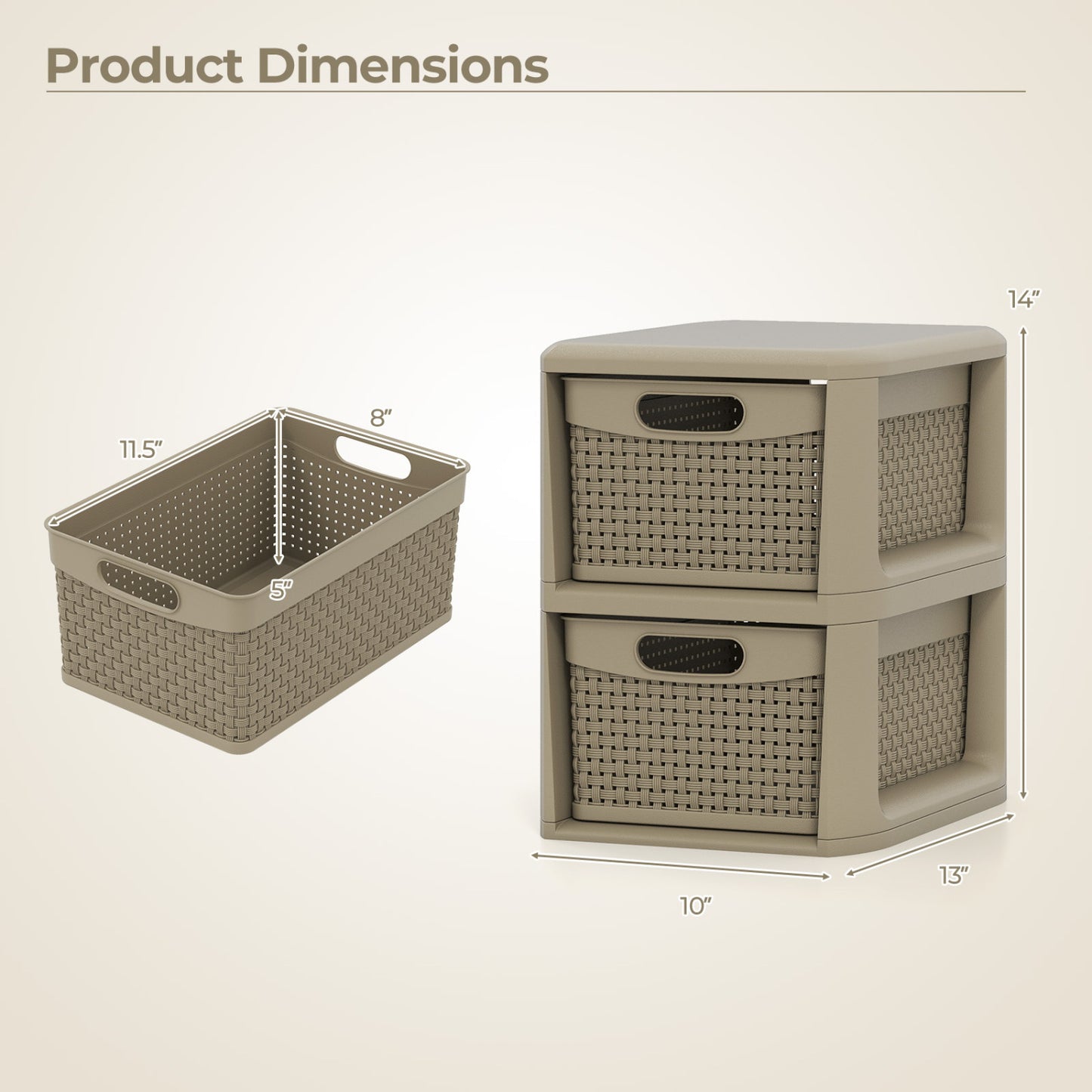 3-Drawer Storage Organizer with Wicker Patterns