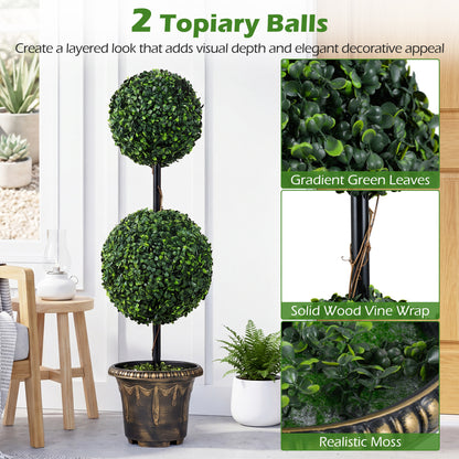 Artificial Boxwood Topiary Tree 3 FT Double Ball Shrubs