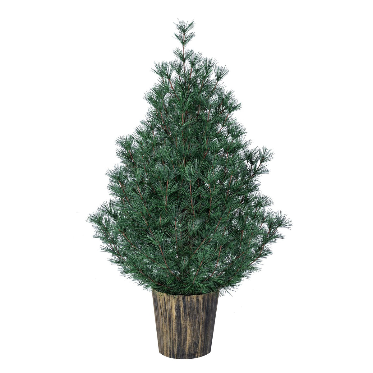 3 FT Artificial Potted Christmas Tree with Vintage Flowerpot for Front Porch