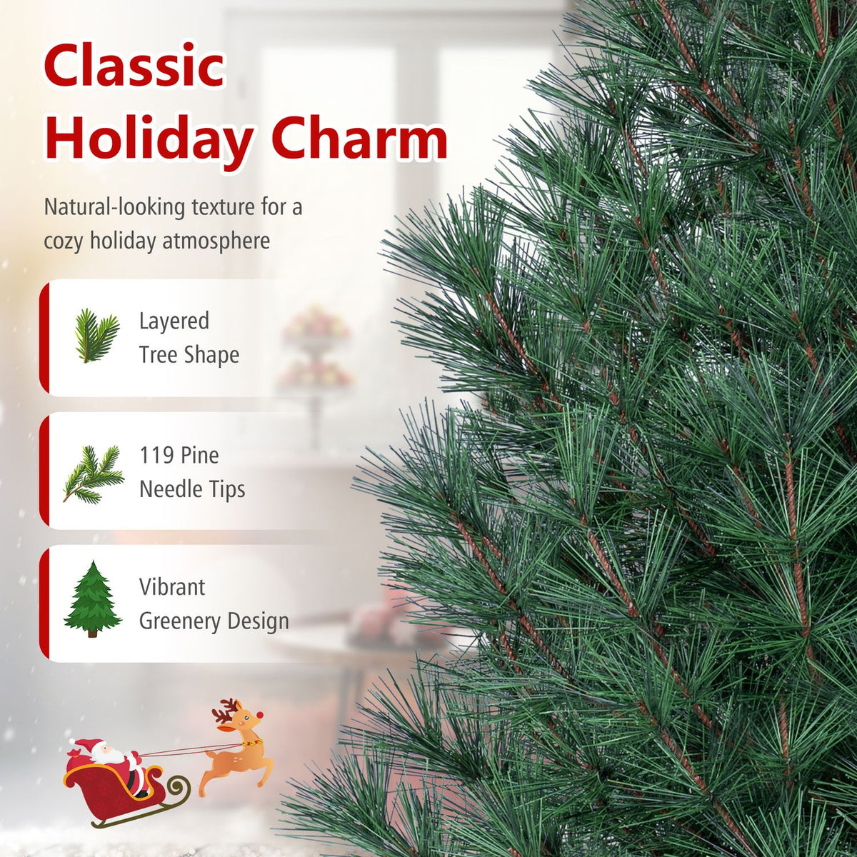 3 FT Artificial Potted Christmas Tree with Vintage Flowerpot for Front Porch