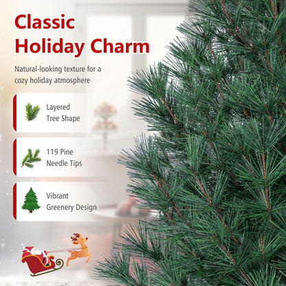 3 FT Artificial Potted Christmas Tree with Vintage Flowerpot for Front Porch