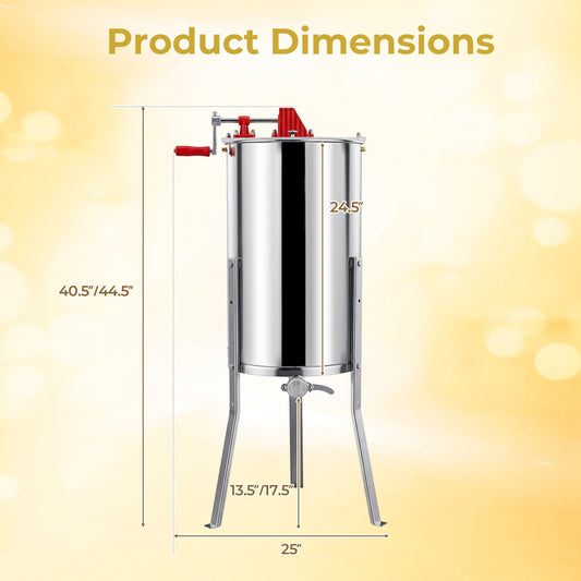 3 Frame Manual Honey Extractor with Bottom Gravity Flow Gate and Clear Lid for Home Apiary