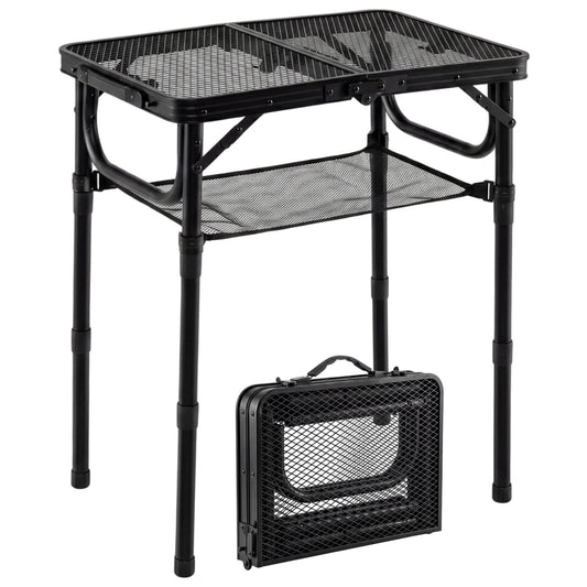3-Height Folding Picnic Table with Large Storage Net and Handle