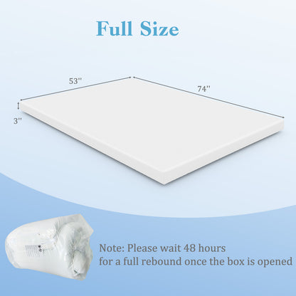 3 Inch Gel-Infused Memory Foam Mattress Topper with Removable Cover-Full Size - Full Size