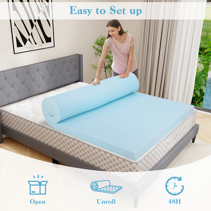 3 Inch Gel-Infused Memory Foam Mattress Topper with Removable Cover