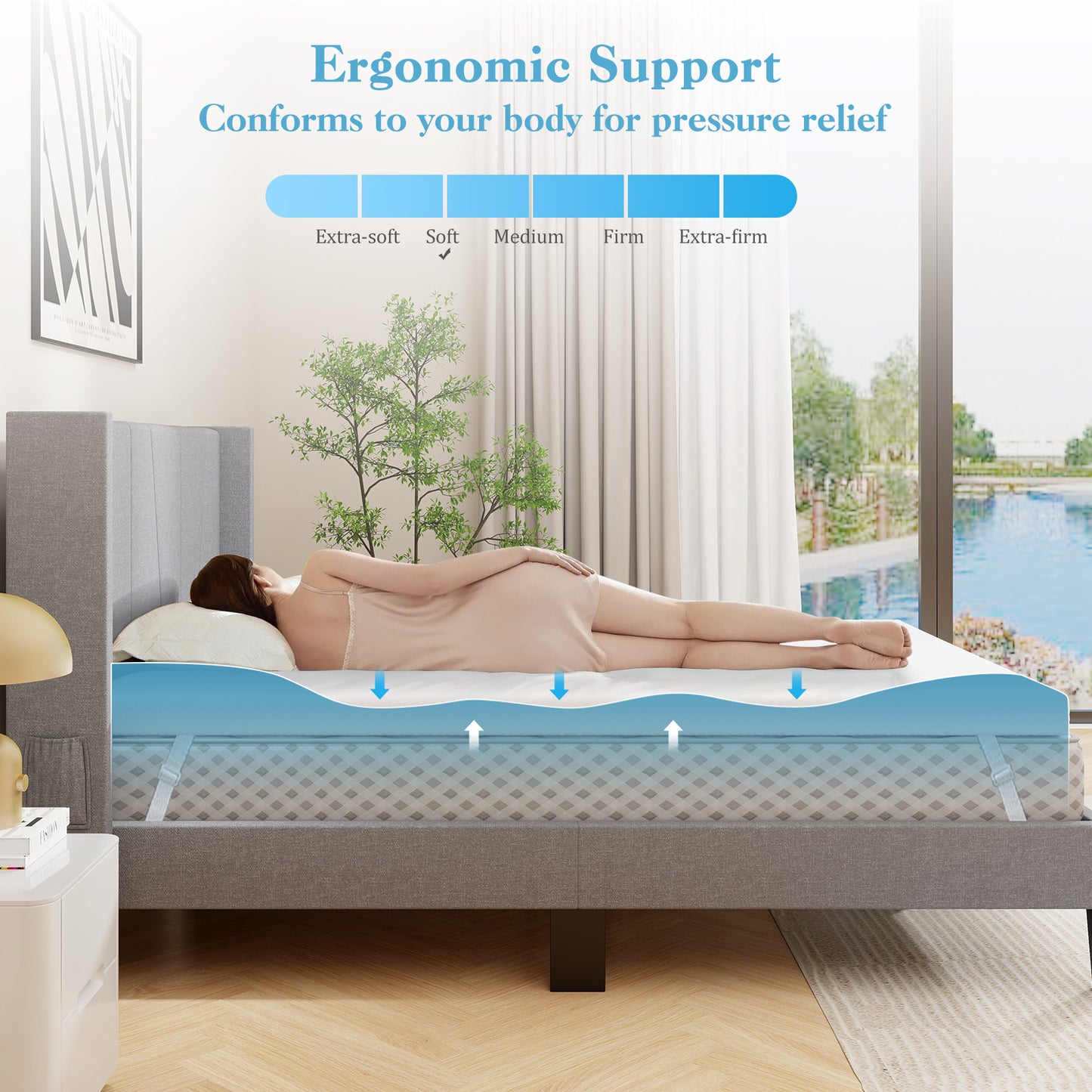 3 Inch Gel-Infused Memory Foam Mattress Topper with Removable Cover
