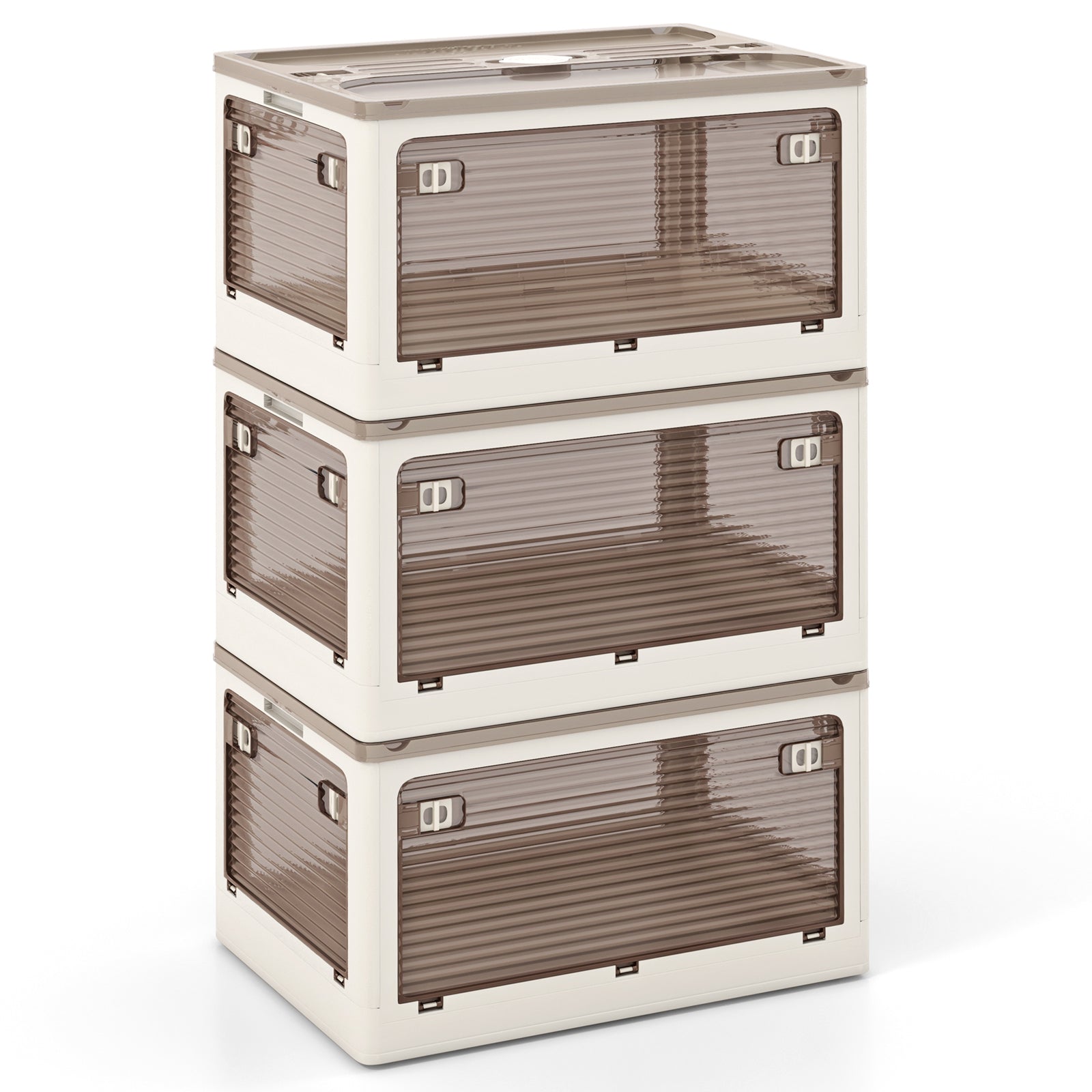 3-Pack Stackable Storage Bins with Lids with 5 Opening Ways-11.5 Gal - 11.5 Gal