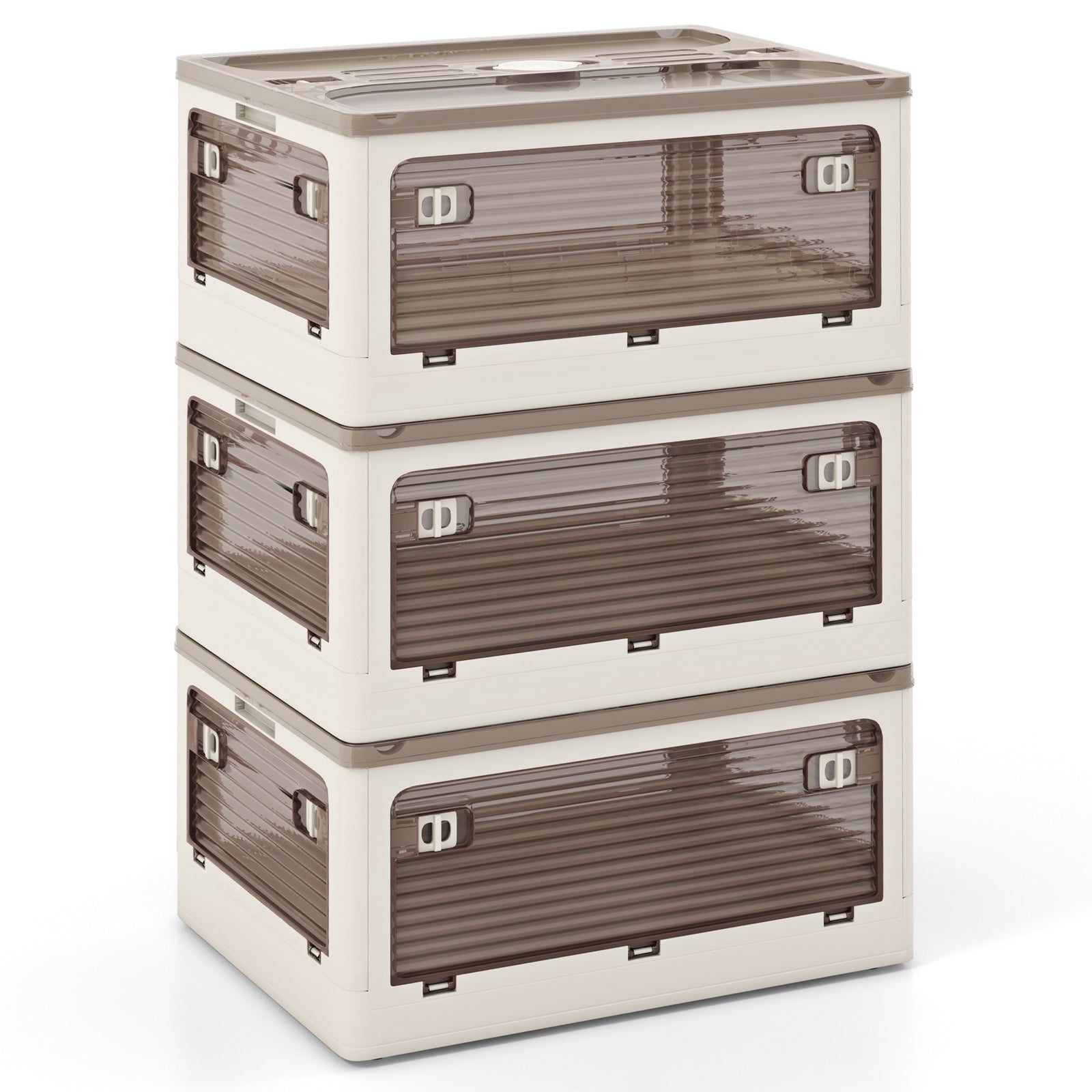 3-Pack Stackable Storage Bins with Lids with 5 Opening Ways-11.5 Gal - 8 Gal