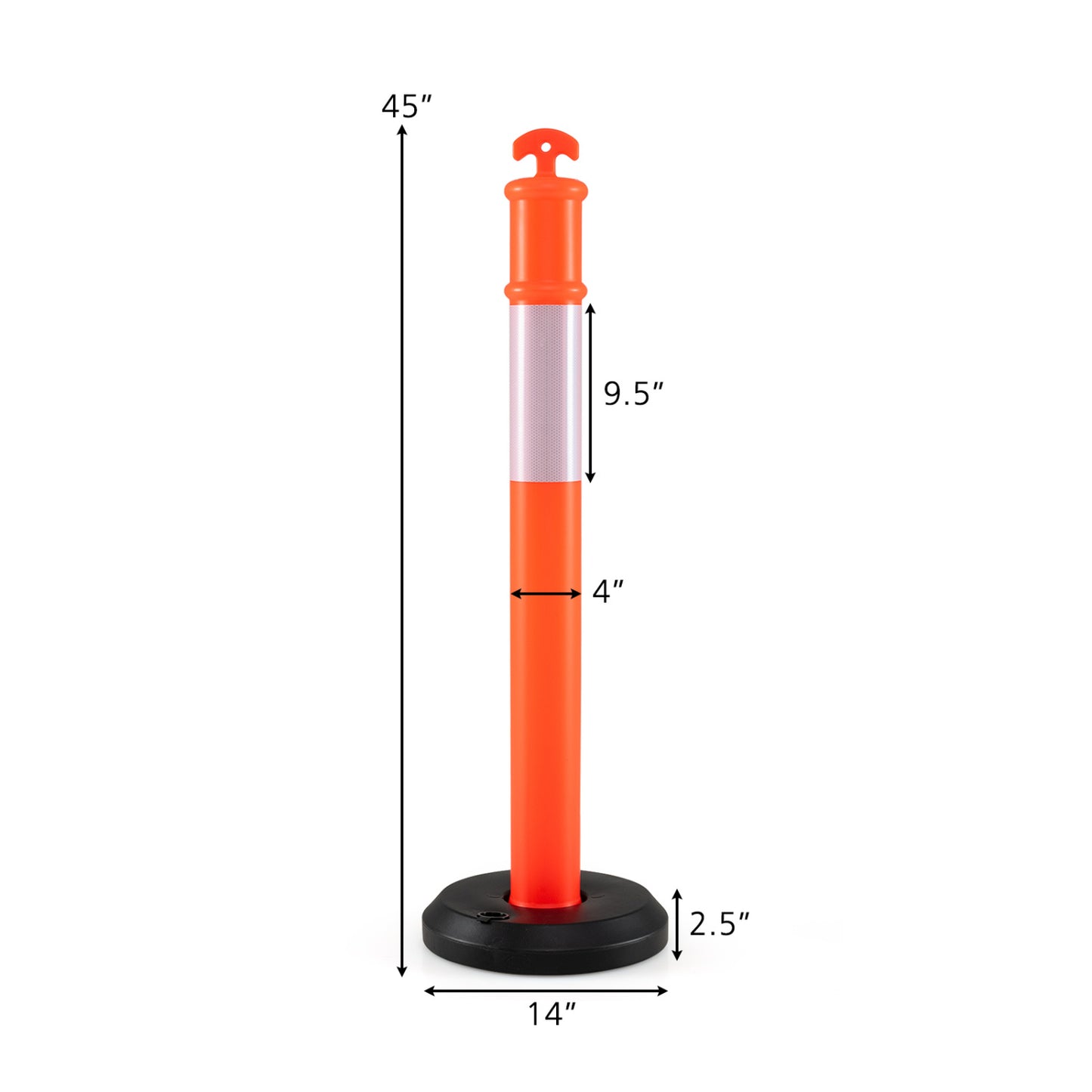 3 Pack Traffic Delineator Posts with Fillable Base for Parking Lots and Construction