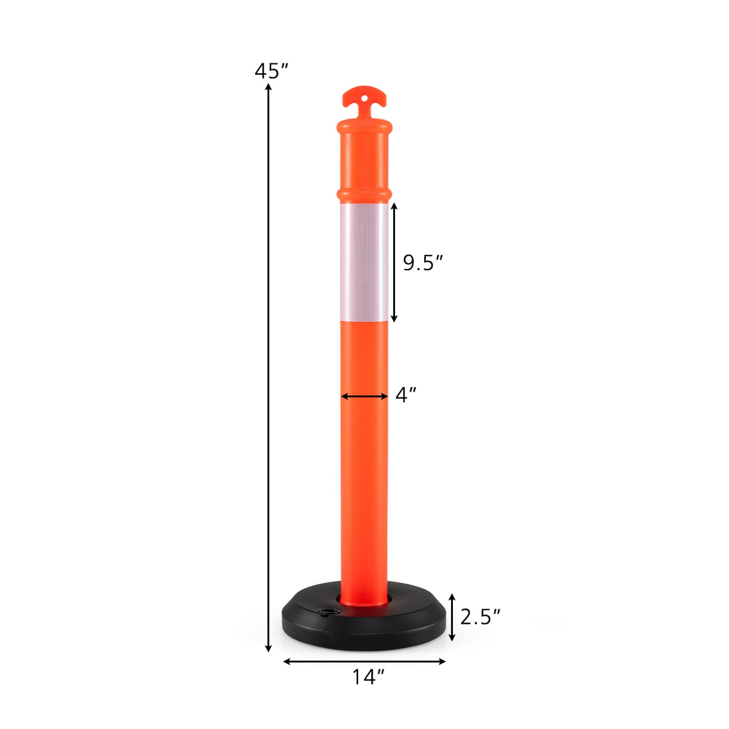 3 Pack Traffic Delineator Posts with Fillable Base for Parking Lots and Construction