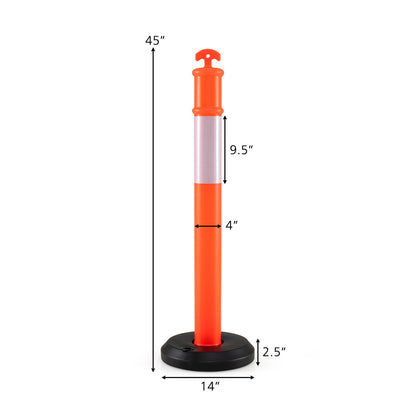 3 Pack Traffic Delineator Posts with Fillable Base for Parking Lots and Construction