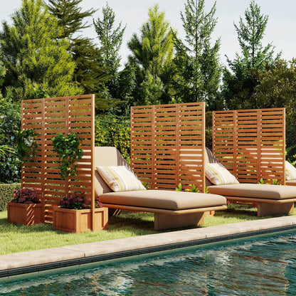 3-Panel Freestanding Garden Fence with 2 Planter Boxes - Yellow