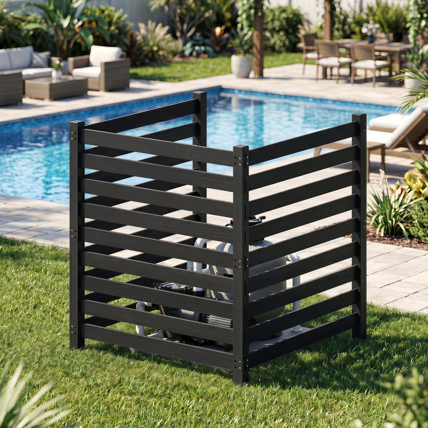 3-Panel Wooden Privacy Fence with Ground Stakes - 38.5" x 42"