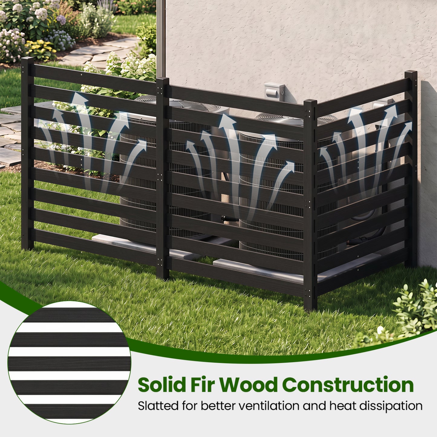 3-Panel Wooden Privacy Fence with Ground Stakes - 38.5" x 42"