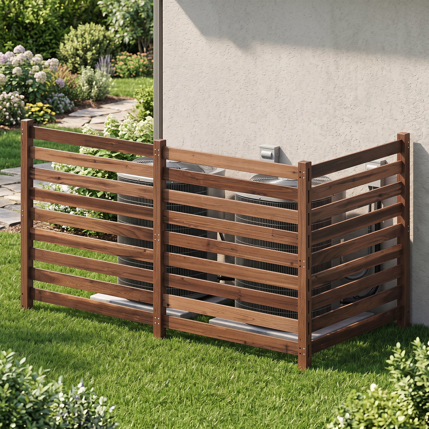 3-Panel Wooden Privacy Fence with Ground Stakes - 38.5" x 42"