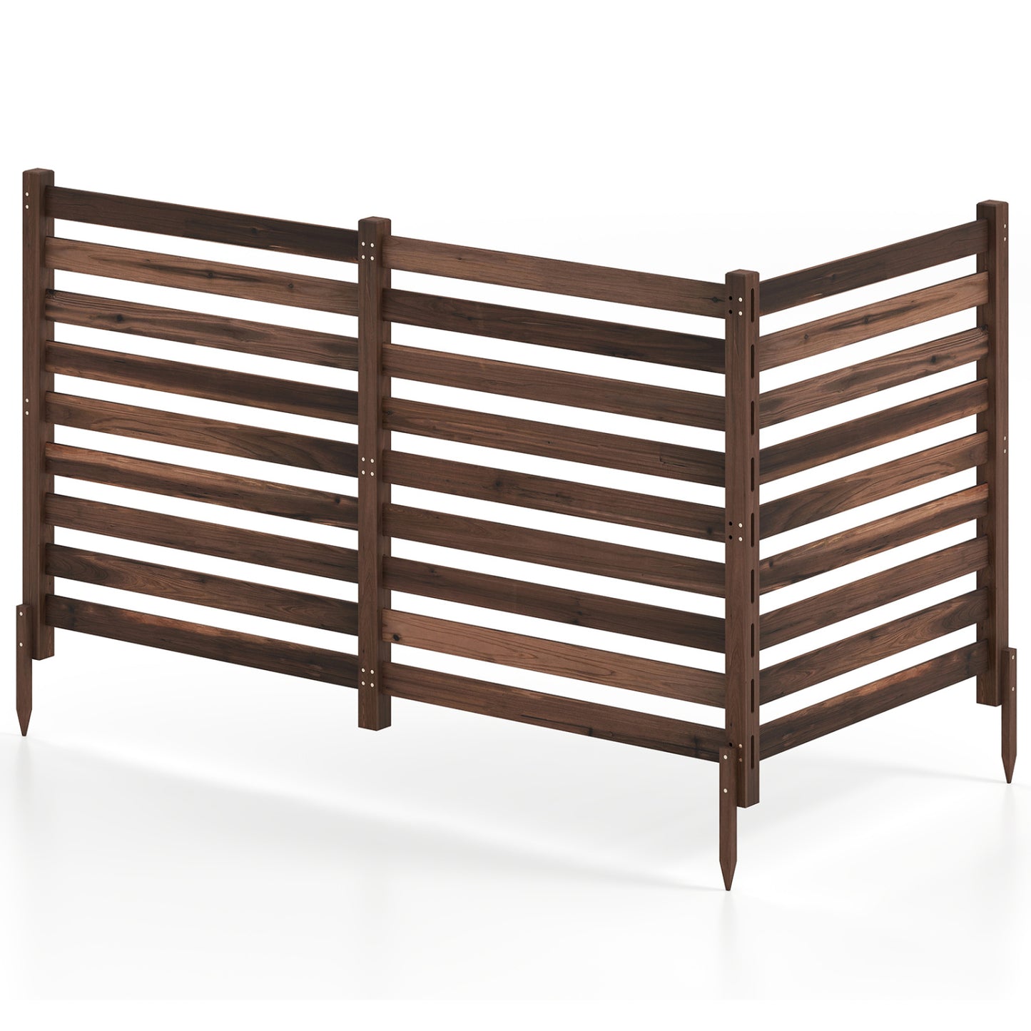 3-Panel Wooden Privacy Fence with Ground Stakes - 38.5" x 42"