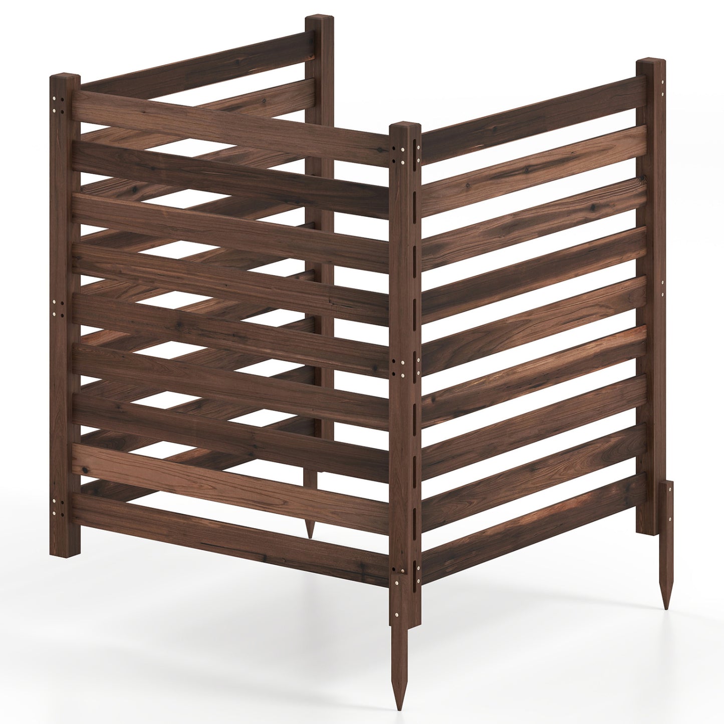 3-Panel Wooden Privacy Fence with Ground Stakes - 38.5" x 42"