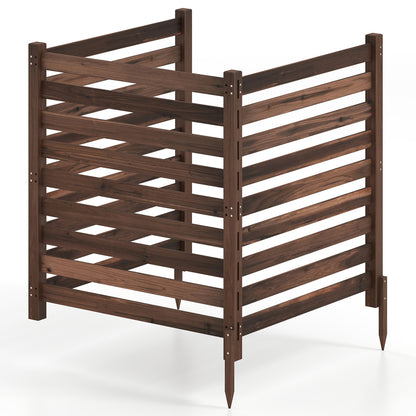 3-Panel Wooden Privacy Fence with Ground Stakes - 38.5" x 42"