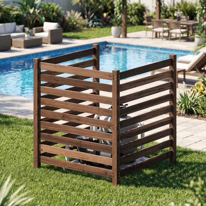 3-Panel Wooden Privacy Fence with Ground Stakes - 38.5" x 42"