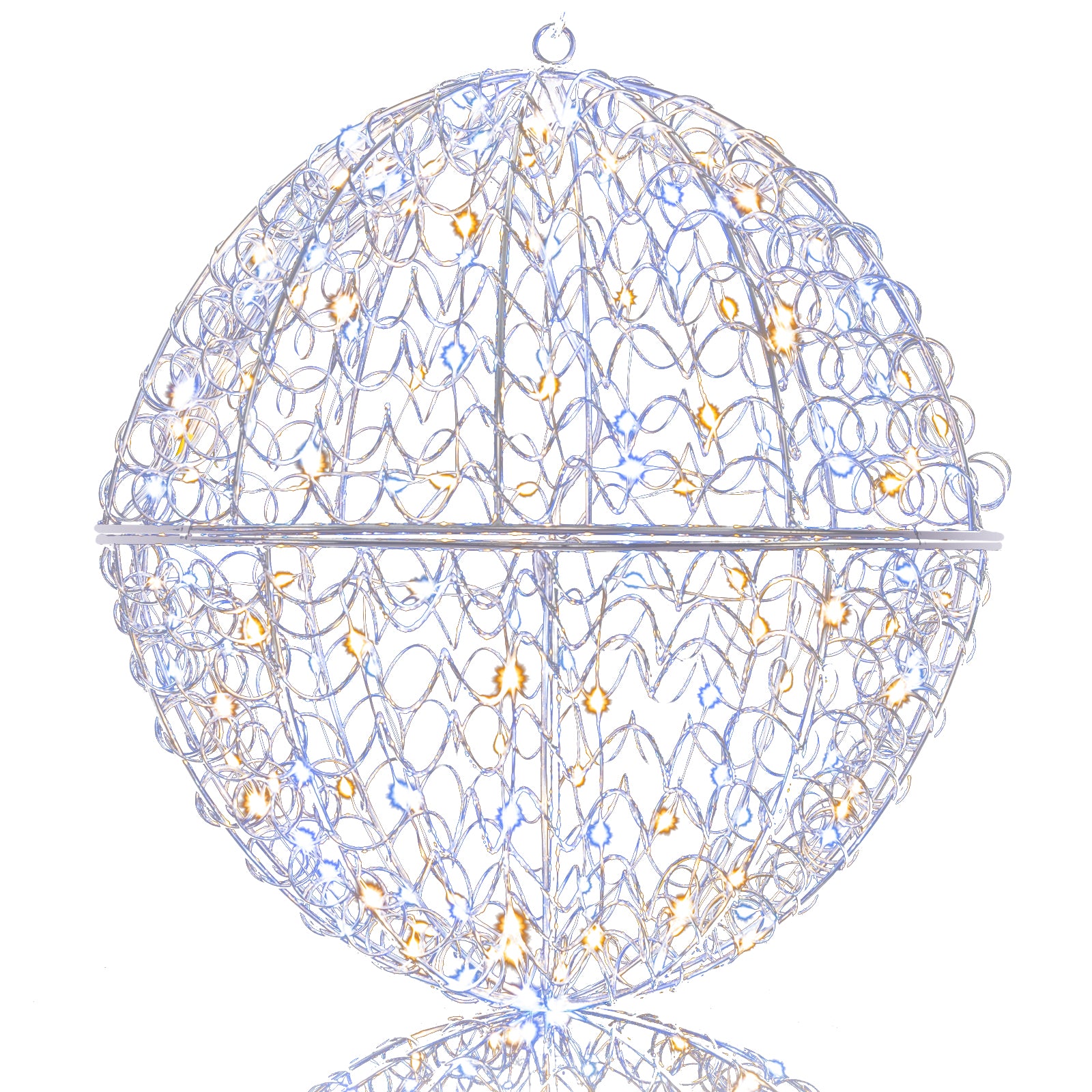3 Pcs Lighted Christmas Balls Large Standing/Hanging Metal Sphere Lights with 435 LEDs