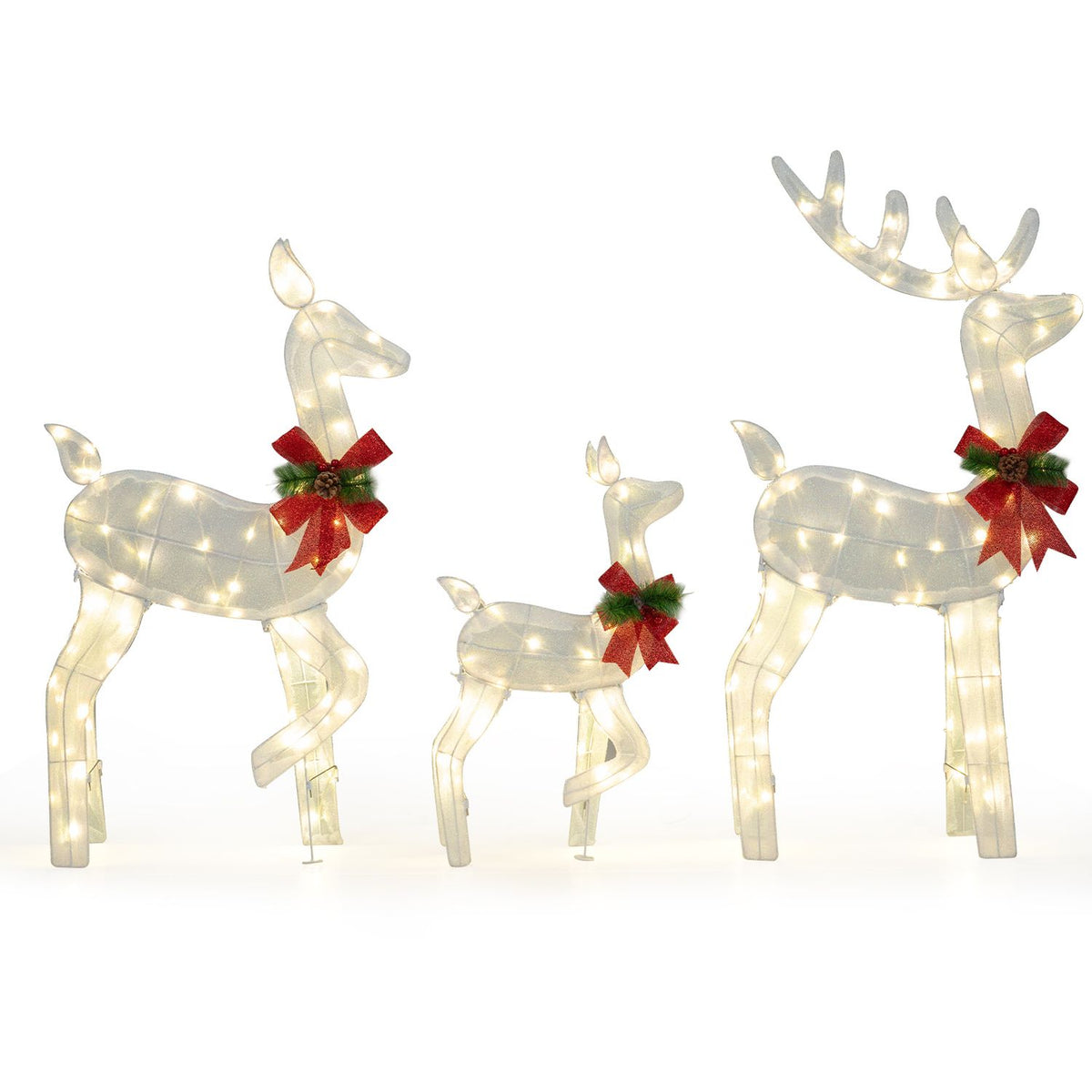3-Piece Christmas Lighted Reindeer Family Set for Yard
