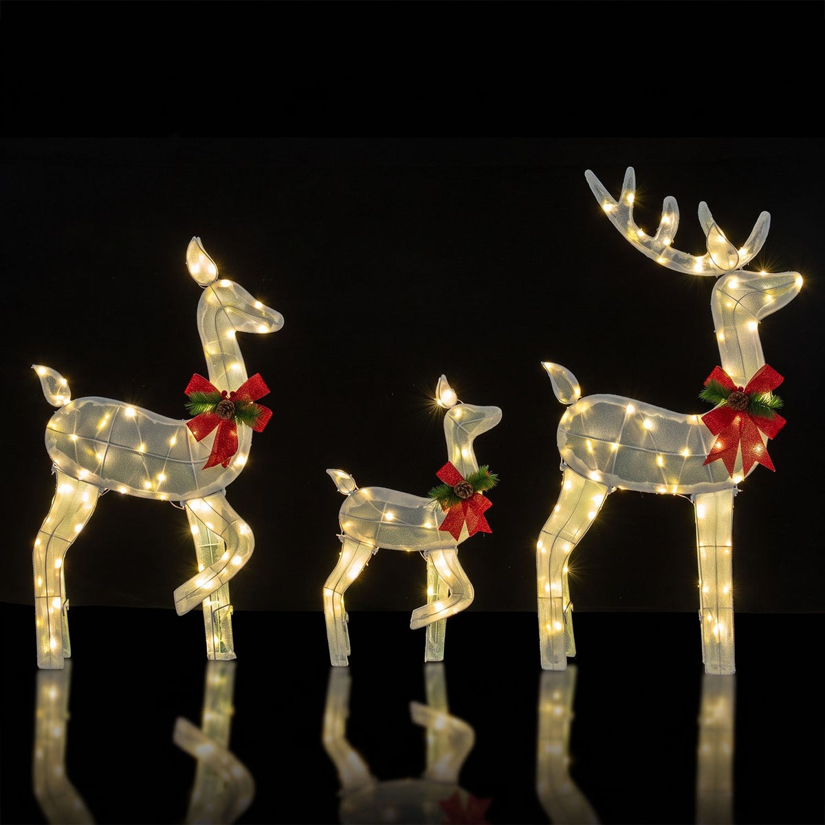 3-Piece Christmas Lighted Reindeer Family Set for Yard