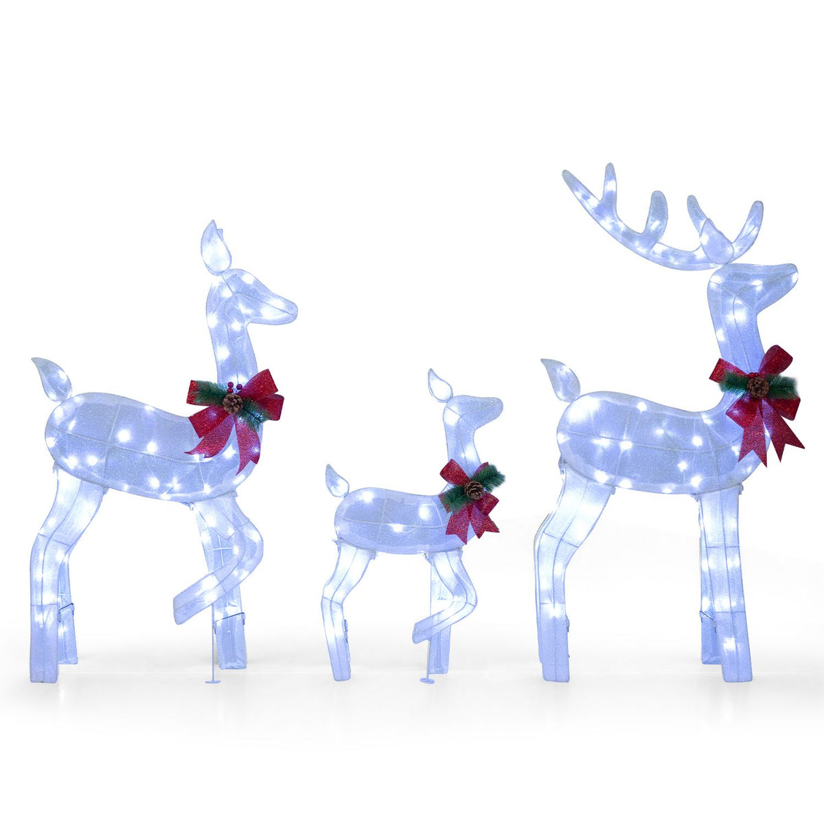 3-Piece Christmas Lighted Reindeer Family Set for Yard