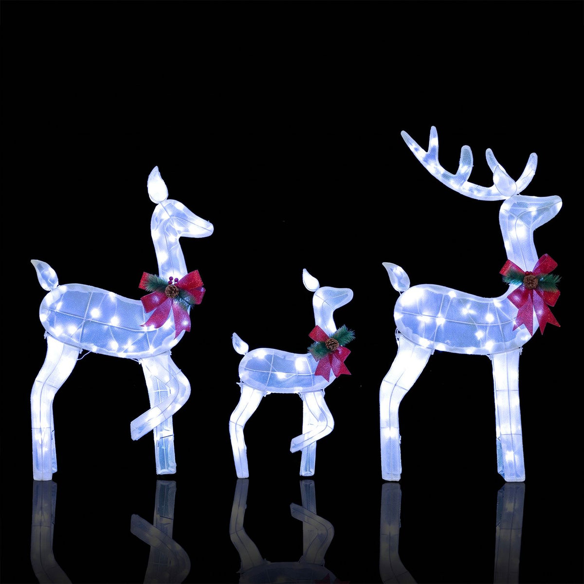 3-Piece Christmas Lighted Reindeer Family Set for Yard