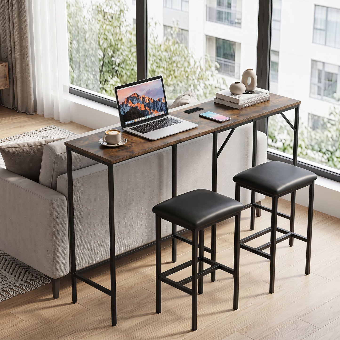 3-Piece Convertible Dining Set with Built-In Charging Station