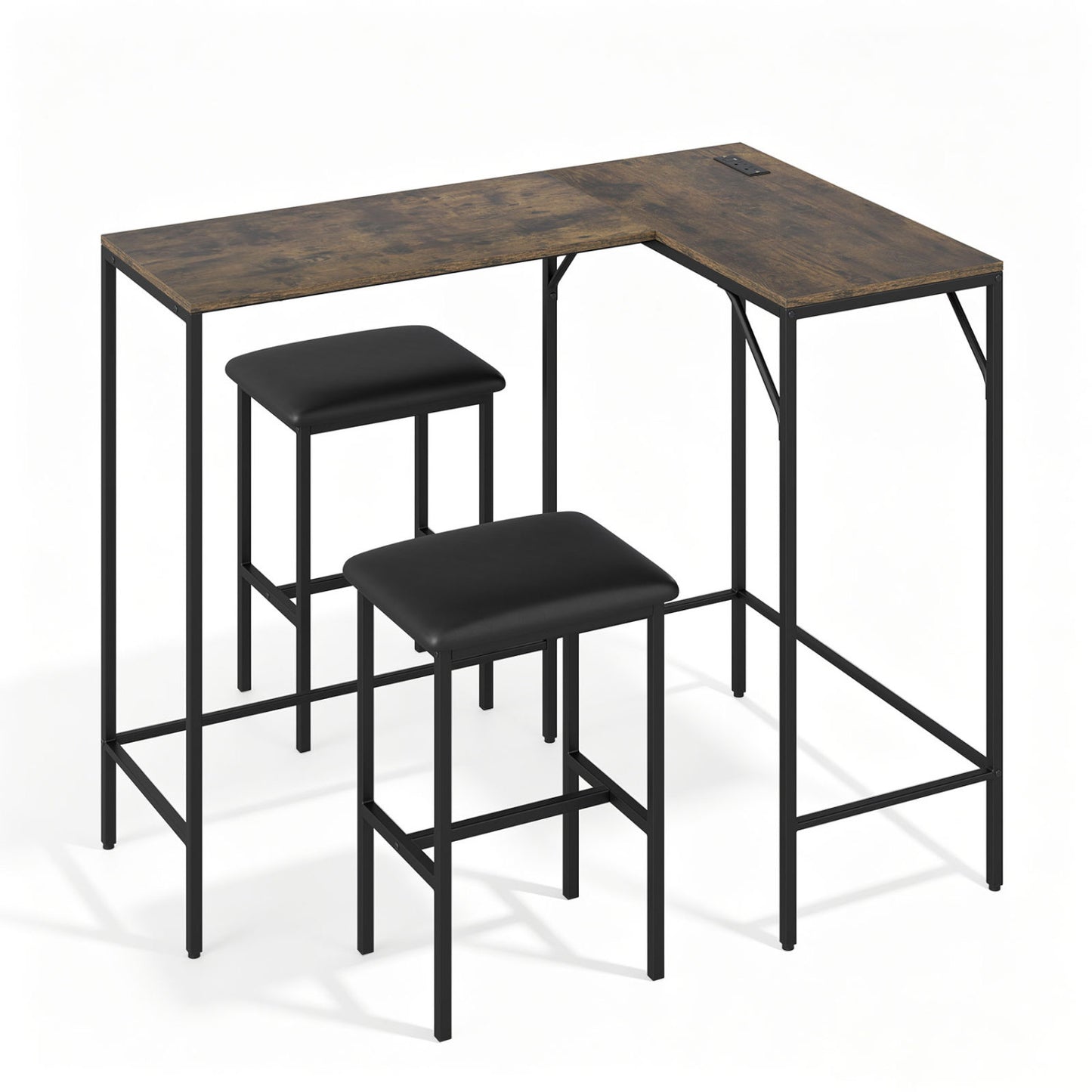 3-Piece Convertible Dining Set with Built-In Charging Station