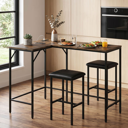 3-Piece Convertible Dining Set with Built-In Charging Station