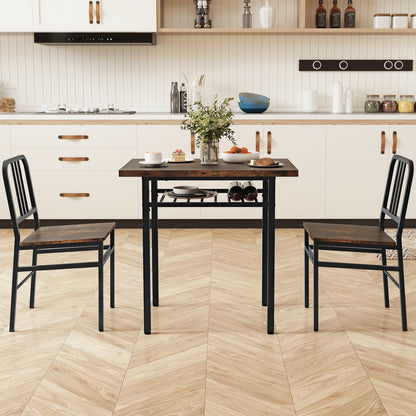 3-Piece Dining Table Set with Rectangular Kitchen Table and 2 Chairs-Rustic Brown
