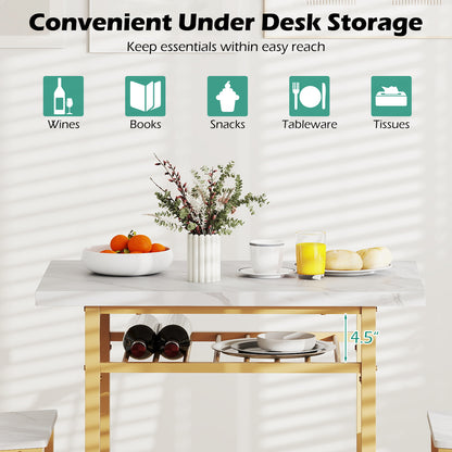 3-Piece Dining Table Set with Rectangular Kitchen Table and 2 Chairs-White