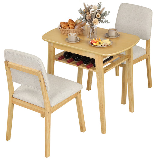 3-Piece Dining Table Set for 2 with Upholstered Chairs