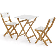 3 Piece Folding Patio Bistro Set with Foldable Design Acacia Wood Porch Chairs and Square Table
