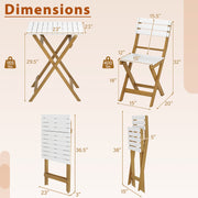 3 Piece Folding Patio Bistro Set with Foldable Design Acacia Wood Porch Chairs and Square Table