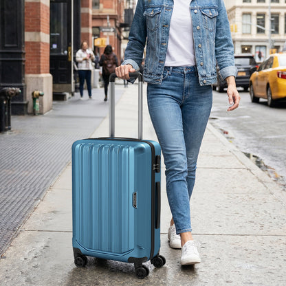 3-Piece Hardside Luggage Set (20/24/28 Inch) Lightweight with 3-Digital Lock-Blue