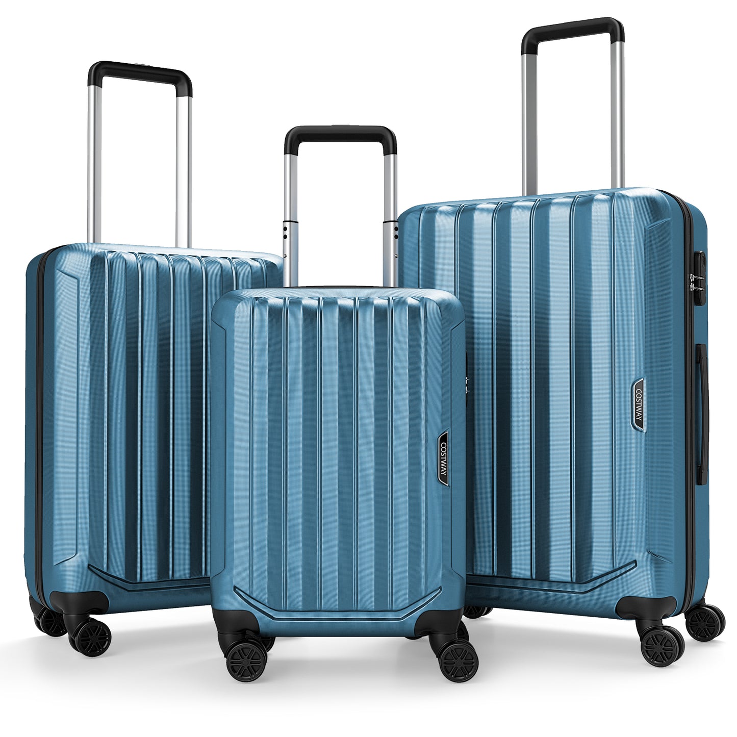 3-Piece Hardside Luggage Set (20/24/28 Inch) Lightweight with 3-Digital Lock-Blue