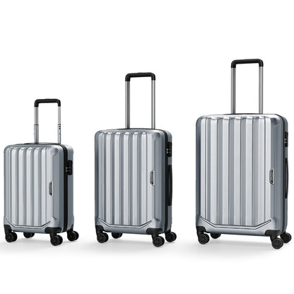 3-Piece Hardside Luggage Set (20/24/28 Inch) Lightweight with 3-Digital Lock-Gray