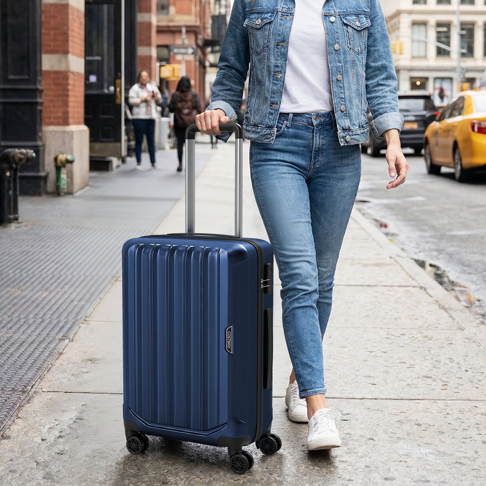 3-Piece Hardside Luggage Set (20/24/28 Inch) Lightweight with 3-Digital Lock-Navy