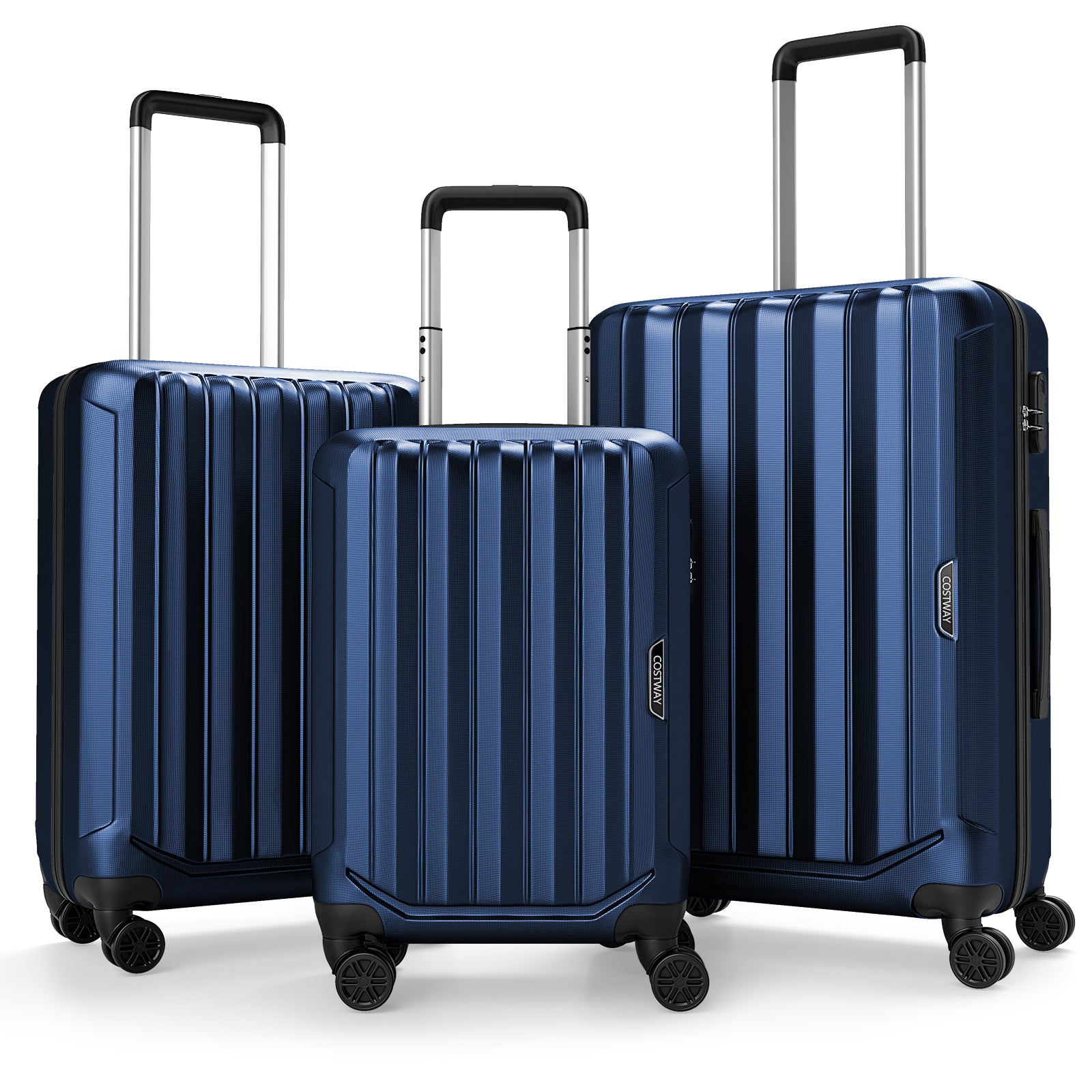 3-Piece Hardside Luggage Set (20/24/28 Inch) Lightweight with 3-Digital Lock-Navy
