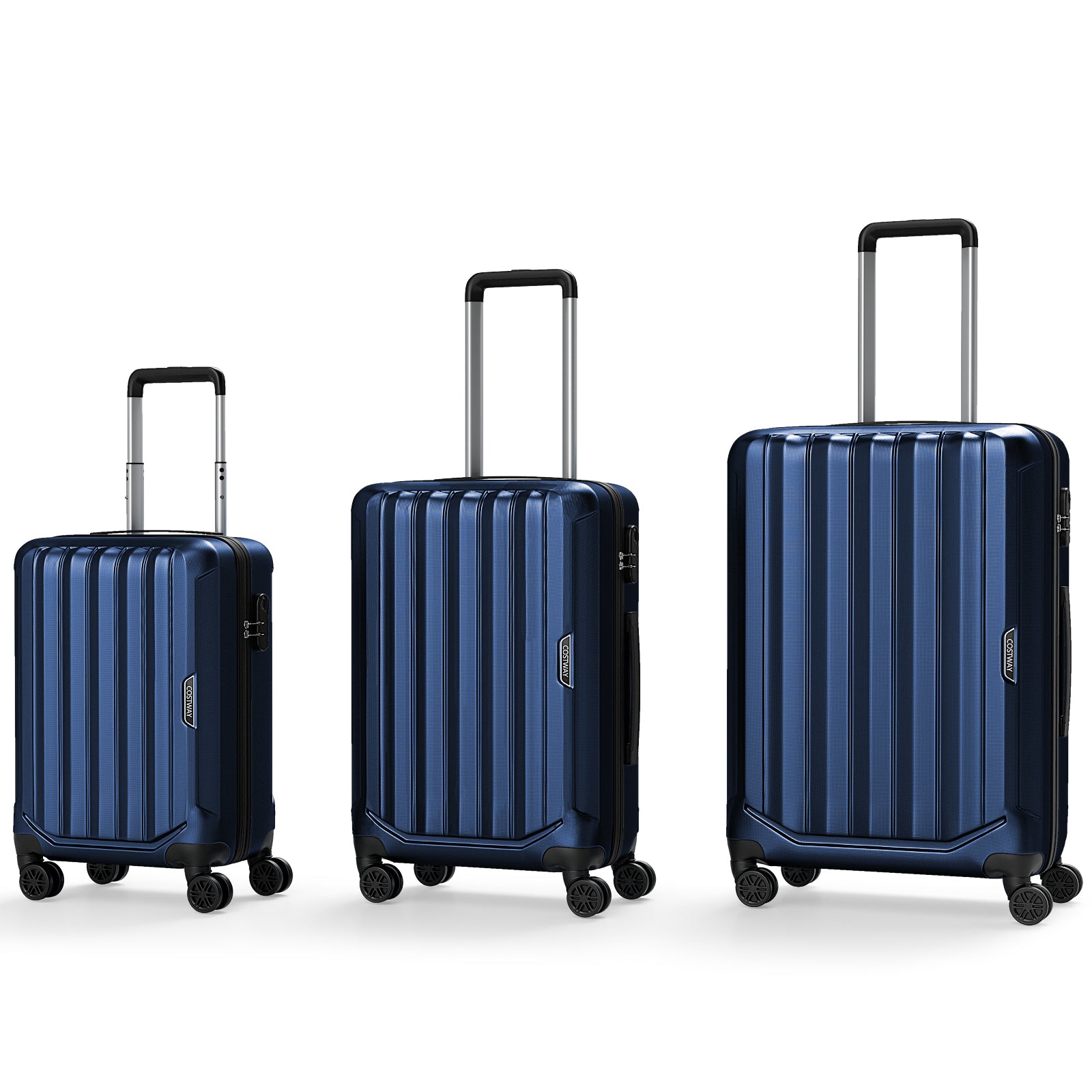 3-Piece Hardside Luggage Set (20/24/28 Inch) Lightweight with 3-Digital Lock-Navy