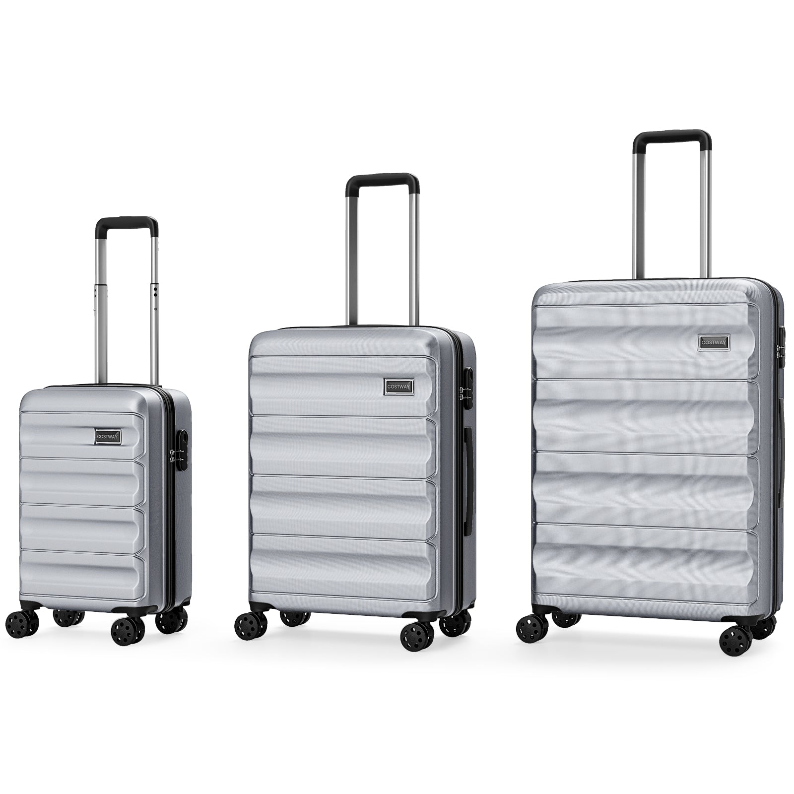 3-Piece Hardside Luggage Set 20/24/28 Inch Lightweight Hardside Suitcases-Gray