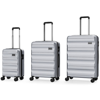 3-Piece Hardside Luggage Set 20/24/28 Inch Lightweight Hardside Suitcases-Gray