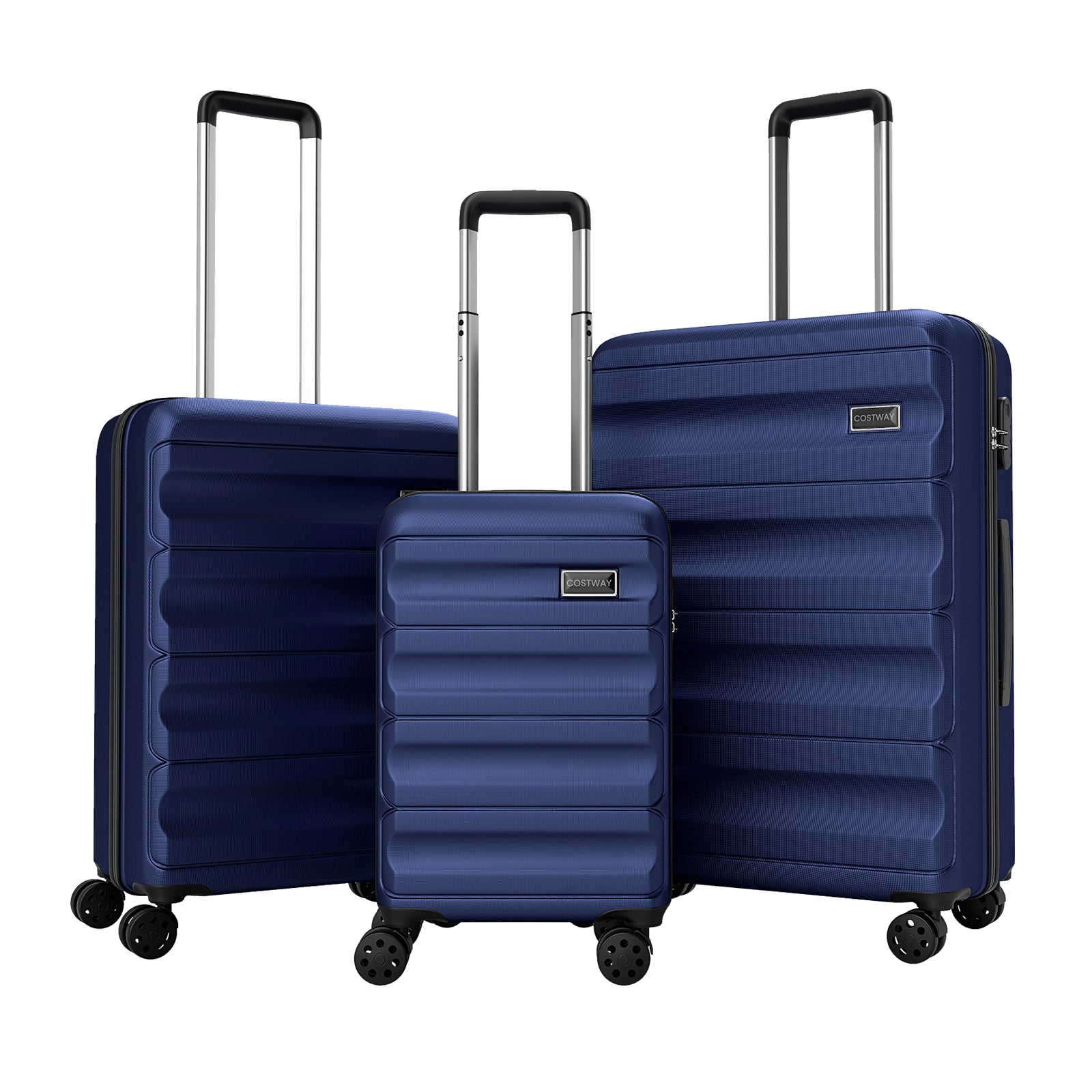 3-Piece Hardside Luggage Set 20/24/28 Inch Lightweight Hardside Suitcases-Navy