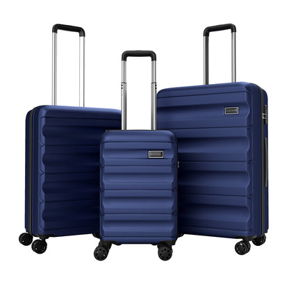 3-Piece Hardside Luggage Set 20/24/28 Inch Lightweight Hardside Suitcases-Navy