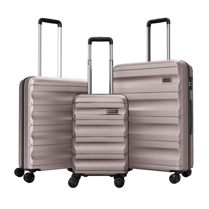 3-Piece Hardside Luggage Set 20/24/28 Inch Lightweight Hardside Suitcases-Pink